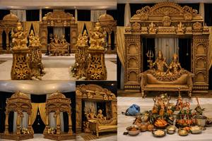 Mandap de Madera Divino de Primera Calidad para Bodas Gujarati, Mandap Clásico Indio para Bodas Reales, Mandap de Madera con Acabado Antiguo, EE. UU. - Product Image 3