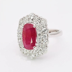 6.07CT ทองคำขาวแหวนเพชรพลอยทับทิมแบบไม่มีความร้อนแข็ง925แหวนชุบเงินแหวนเพชรแซฟไฟร์สีชมพูวงรีสำหรับผู้หญิง - Product Image 2