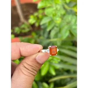 925 Silver Natural Fire <b>Opal</b> <b>Ring</b> Vintage Gemstone Fine Jewelry Dainty Cut White and Yellow <b>Gold</b> Inlay Engagement Occasion - Product Image 2