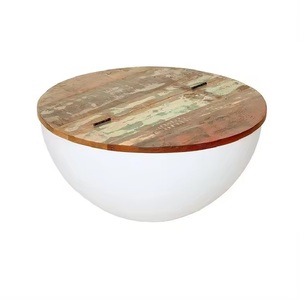 Acacia Wood and Marble Side Table White and Brown Color Attractive Design New Look <b>Corner</b> Table for Villa Decoration - Product Image 5