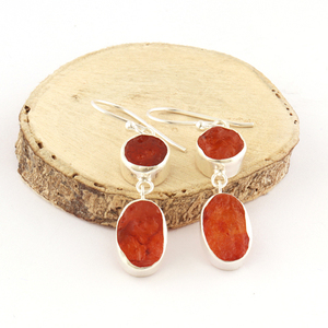 Pendientes colgantes de Plata de Ley 925 con forma de cornalina, joyería con gancho de piedra natural - Product Image 4