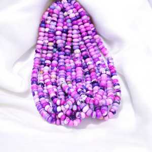 Wholesale Natural <b>Purple</b> Pink Opal Loose Gemstone Beads for Jewelry Making 7mm & 10mm Smooth Rondelle Strand Bulk Supply India - Product Image 4