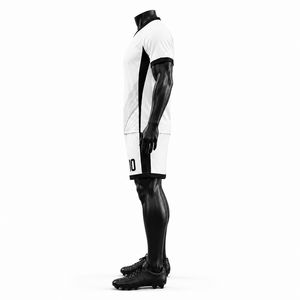 Conjunto de Camiseta de Fútbol con Cuello en V para Hombre, Blanco y Negro, Sublimada, Absorbente de Humedad, 100% Poliéster, Manga Corta, Corte Regular, Uniforme de Equipo para Adultos - Product Image 4