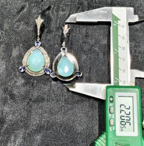 Reyes อัญมณีรูปลูกแพร์รูปทรงแทนซาไนต์ต่างหูวิกตอเรียเพชรแท้925 - Product Image 4