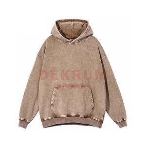 Nouveau sweat à capuche délavé pour homme, manches longues, respirant, mode hiver, fermeture éclair, fourniture ODM, couleur personnalisée, coton/polyester - Product Image 2