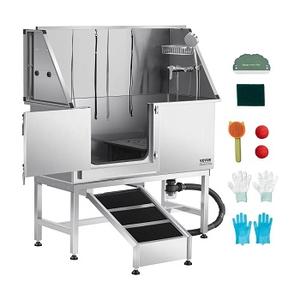 Nueva Bañera para Perros de Acero Inoxidable de 50 Pulgadas con Rampa, Filtro de Agua de PE, Cabezal de Ducha y Soporte para Jabón + Envío a Todo el Mundo - Product Image 1