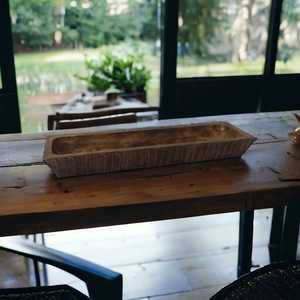 Wholesale Christmas Luxury Rustic Natural Long Mango Wood Eco-Friendly Rectangular Hand-carved Home Decor Candle Dough Bowl - Product Image 2