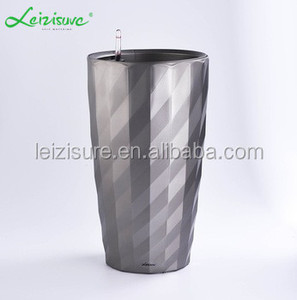 Macetas de Plástico Cerámico con Superficie de Diamante Grande, Macetas Negras Esmaltadas con Autorriego, Decorativas Altas <span class=keywords><strong>para</strong></span> Interiores o Exteriores - Product Image 2