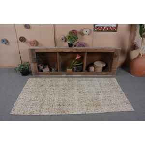 Vintage 3X6 pieds Beige turc laine tapis fait à la main classique grande surface Rectangle abstrait Patchwork motif Latex pour une utilisation dans le couloir - Product Image 4
