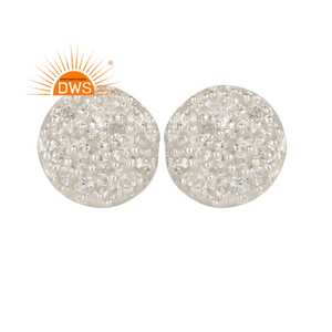 Última tendencia de plata esterlina fina Topacio blanco natural Piedra preciosa Stud Pendiente Fabricante de joyería personalizada - Product Image 1