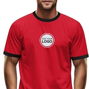 Camisetas de Hombre de Algodón Peinado, Poliéster y Rayón, Color Rojo y Blanco, Camiseta de Manga Corta para Hombre, Marca de Camisetas de Mezcla Triple - Product Image 2