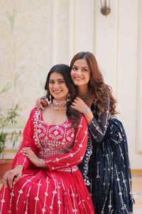 2024 verano Heavy Fox Georgette fiesta informal para niñas Lehenga Choli hasta el suelo tejido estampado Festival bordado secuencia lavable - Product Image 3