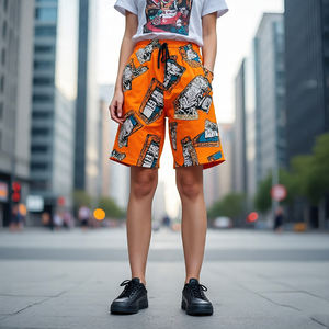 Pantalones cortos de moda de verano para mujer, transpirables, cintura alta con cordón, diseño de sublimación impreso - Product Image 2