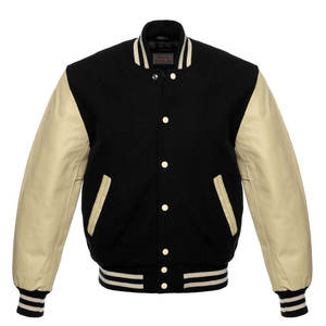 College Varsity Vestes Manches En Cuir Véritable Mélange De Laine Softshell Puffer Veste D'hiver Brodé Lettre Motif Enduit - Product Image 5