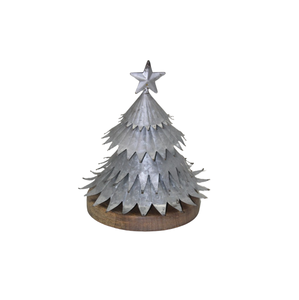 Árbol de Navidad decorativo de Navidad de hierro y madera con acabado de base oxidasa para decoración del hogar hecho a mano - Product Image 1