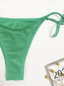 Ensemble de bikini 2 pièces pour femme de haute qualité, personnalisé, avec strass, dentelle à franges, col halter, tissu éponge, maillot de bain - Product Image 5