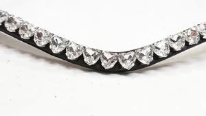Bride de luxe en cuir premium avec frontale en cristal en V et strass, équipement équestre personnalisé pour dressage et saut d'obstacles - Product Image 3