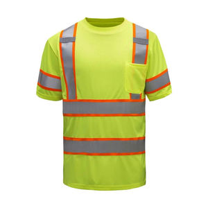 T-shirt de sécurité réfléchissant à manches courtes de haute qualité respirant vêtements de travail haute visibilité vêtements de Protection routière à bas prix - Product Image 2