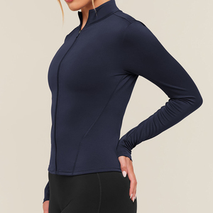 Veste de sport pour femme, écologique, respirante, extensible dans quatre directions, à manches longues, zippée, coupe ajustée, pour la course à pied et le yoga, avec poches - Product Image 3