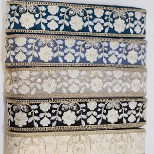 Aksesori pakaian desain baru renda pemangkasan renda kain Trim berenda pita pemangkasan anyaman renda dekoratif untuk pakaian