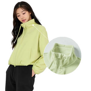 Sweats courts tricotés en coton personnalisable de haute qualité pour femme avec col roulé fermeture éclair classique haut court Design Style décontracté - Product Image 2