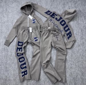Verified Manufacturer's Custom Unisex Flared Sweatsuit <b>Set</b> 3D Puff Print Acid Wash Zip Hoodies Side Stripe High Street - Product Image 5