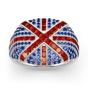 Jeulia Sterling <b>Silver</b> British Flag Fashion <b>Ring</b>-Best Memories - Product Image 1
