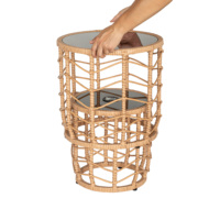 Ensemble de table d'extérieur moderne en acier avec lampe décorative, design imperméable pour jardin, cour, hôtel et terrasse