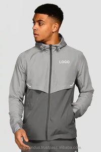 Chándal informal OEM al por mayor para hombre, conjunto de 2 piezas de chaqueta con cremallera y pantalón para correr, chándal cortavientos con cintura elástica alta para hombre - Product Image 2