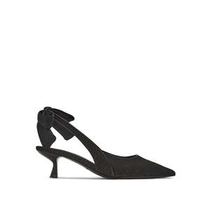 Sandales à talons Valentino Slingback Foulard VVV en noir - Product Image 1