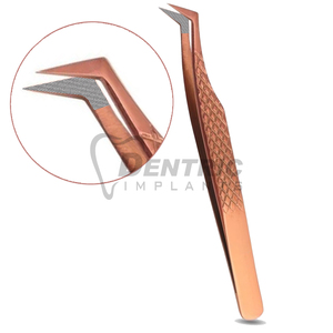 Pince à cils réutilisable professionnelle en acier inoxydable or rose à 90 degrés volume pointu personnalisé cils d'isolation incurvés droits - Product Image 3