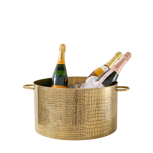Seau à glace en laiton isolé fait à la main attrayant, finition dorée, pour les fêtes, bar et refroidisseur à vin, seau à glace avec poignées - Product Image 2
