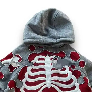 Sweat à capuche tendance en coton 100% de la série High Street, uni, hiver, délavé à l'acide et à la pierre, imprimé thermique, forte demande - Product Image 3