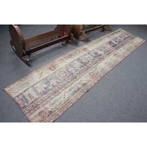 พรมวินเทจ, พรมแบบยาวขนาด 2.5x10.7 ฟุต พรมตุรกี, พรมขนสัตว์สีน้ำเงินสไตล์ตะวันตกเฉียงใต้ - Product Image 2