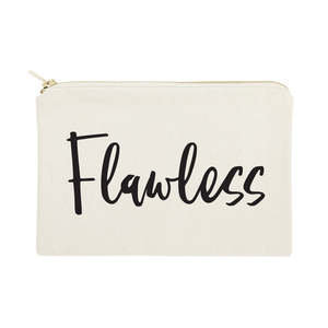 Flawless Cotton Canvas Cosmetic Bag Eco-Friendly Durable Zipper Pouch Letter Portable Foldable Stylish Makeup <b>Case</b> for Ladies - Product Image 1