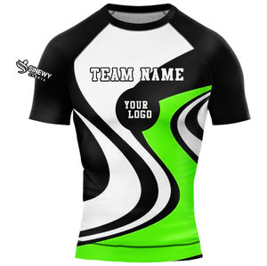 Nouveaux designs imprimés sur mesure demi-manchon Compression Rash Guard pour MMA-tissu polyester/nylon à séchage rapide - Product Image 6