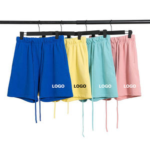 Shorts de sport pour hommes de haute qualité, taille élastique, polyester/coton, noir uni, logo personnalisé sur le devant, décontracté, imperméable, séchage rapide - Product Image 6