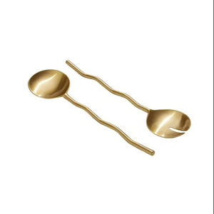 Ensemble de service à salade en laiton Ustensile de service à manger élégant Accessoire de cuisine de qualité supérieure - Product Image 1