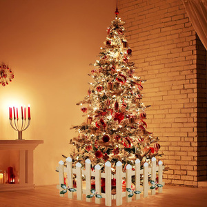 90x30 cm legno naturale legno bianco rosso recinto albero di natale agrifoglio decorazioni natalizie - Product Image 3