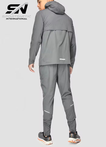 Hot Selling High Quality Lightweight Breathable Regular Fit Casual Sport Windbreaker Tracksuit 100% Nylon Stand Hood <b>Reflective</b> - Product Image 5