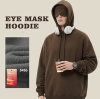Individuelles Logo Wärmeisolierender Fleece Baumwoll-Polyester-Mix Schwergewichtiger Eingebauter Schlafmasken-Reisehoodie für Flug und Transit