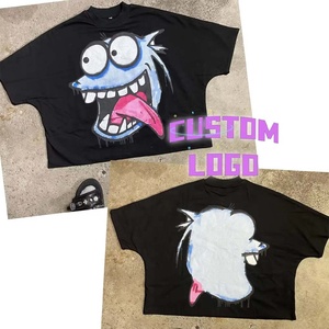 Haute qualité Streetwear graphique personnalisé lavage à l'acide surdimensionné poids lourd en détresse ou Vintage Texture Dist 350gsm t-shirt hommes - Product Image 4