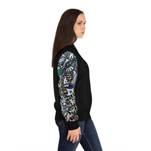 Orisun VI Blouson bombardier réversible pour femme Vêtements d'extérieur en satin personnalisable Doublure en lin spandex matelassé Automne AOP avec fourrure - Product Image 2