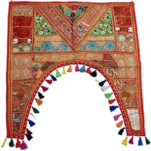 Voilage de fenêtre patchwork vintage fait main, décoration ethnique, tapisserie murale, rideaux et cantonnières - Product Image 1