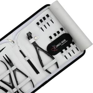 Micro Bead Hair Extension Installation Kit Tape Pressing Plier Curved Applicator Pulling Loop Hook <b>Velcro</b> & Trimming Shears - Product Image 5