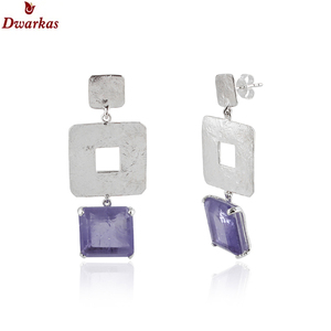 Pendientes de piedras preciosas de cuarzo Esmeralda con textura de Plata de Ley 925 hechos a mano Clásicos al por mayor para damas y niñas, joyería de regalo - Product Image 5