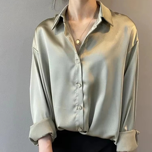 เสื้อผู้หญิงเสื้อเชิ๊ตลำลองคอปกแบบพับลงมีสไตล์เสื้อฤดูร้อน - Product Image 6