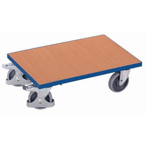 Chariot à roulettes Variofit Euro-System à quatre roues, 1 étagère en contreplaqué pour usage industriel, dimensions extérieures 620 x 420 x 205 mm (L/L/H), capacité - Product Image 1