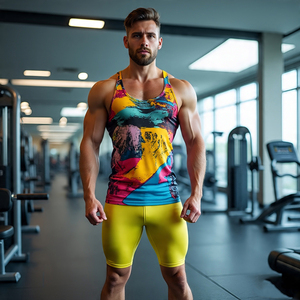 Bodybuilding Sublimation <b>Vest</b> Top <b>Mens</b> Workout Fitness Wear Sleeveless Printed Singlet Top <b>Men</b> High Quality Gym Sublimation Tops - Product Image 1