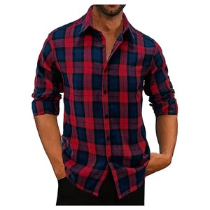 Usine Directe En Gros Traditionnel Hommes 100% Coton Anti-Rides Printemps Lourd Flanelle Chemise avec Une Poche - Product Image 5